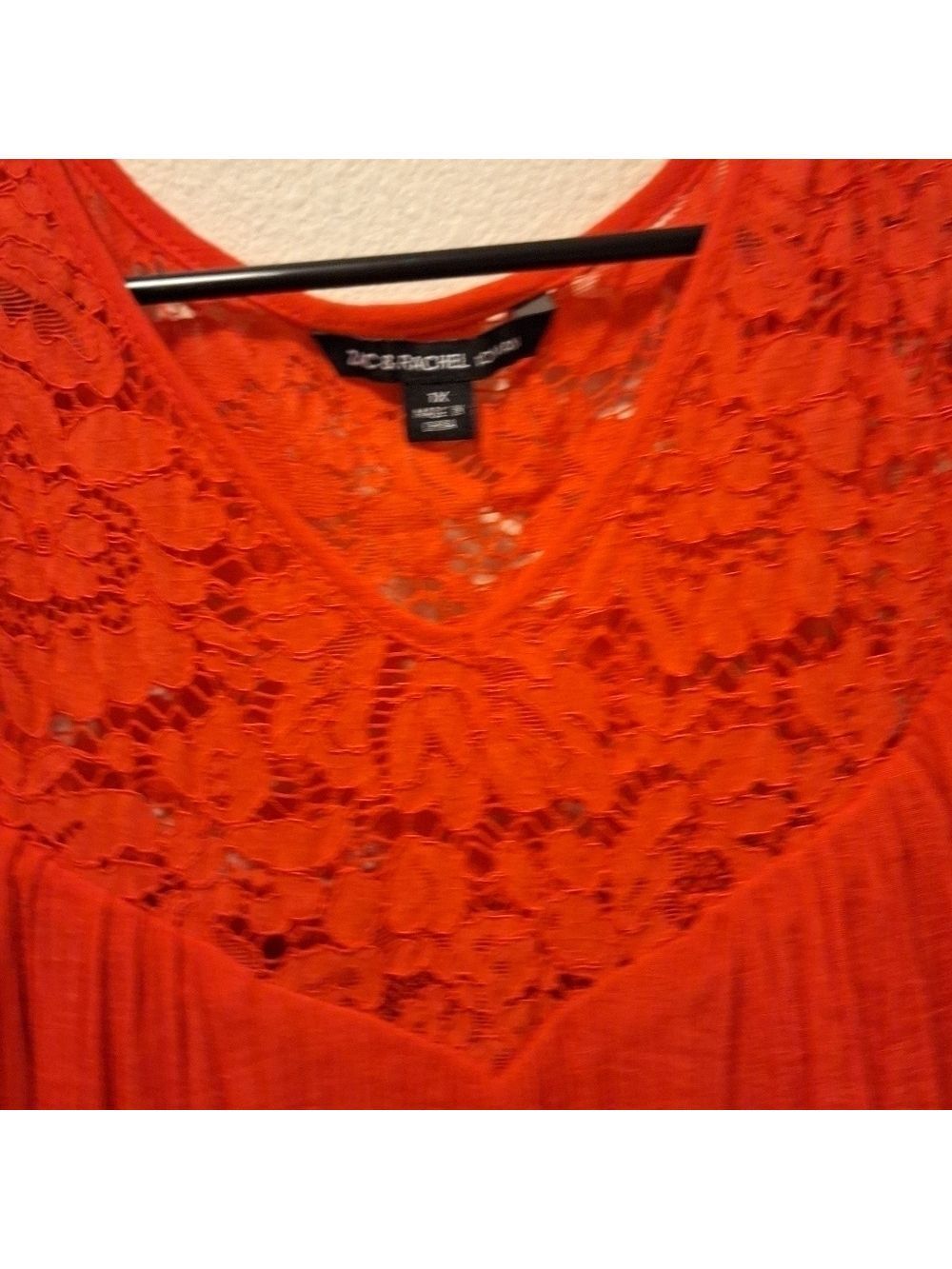 Zac & Rachel Orange Red Crepe Sundress 1X - Picture 2 of 7